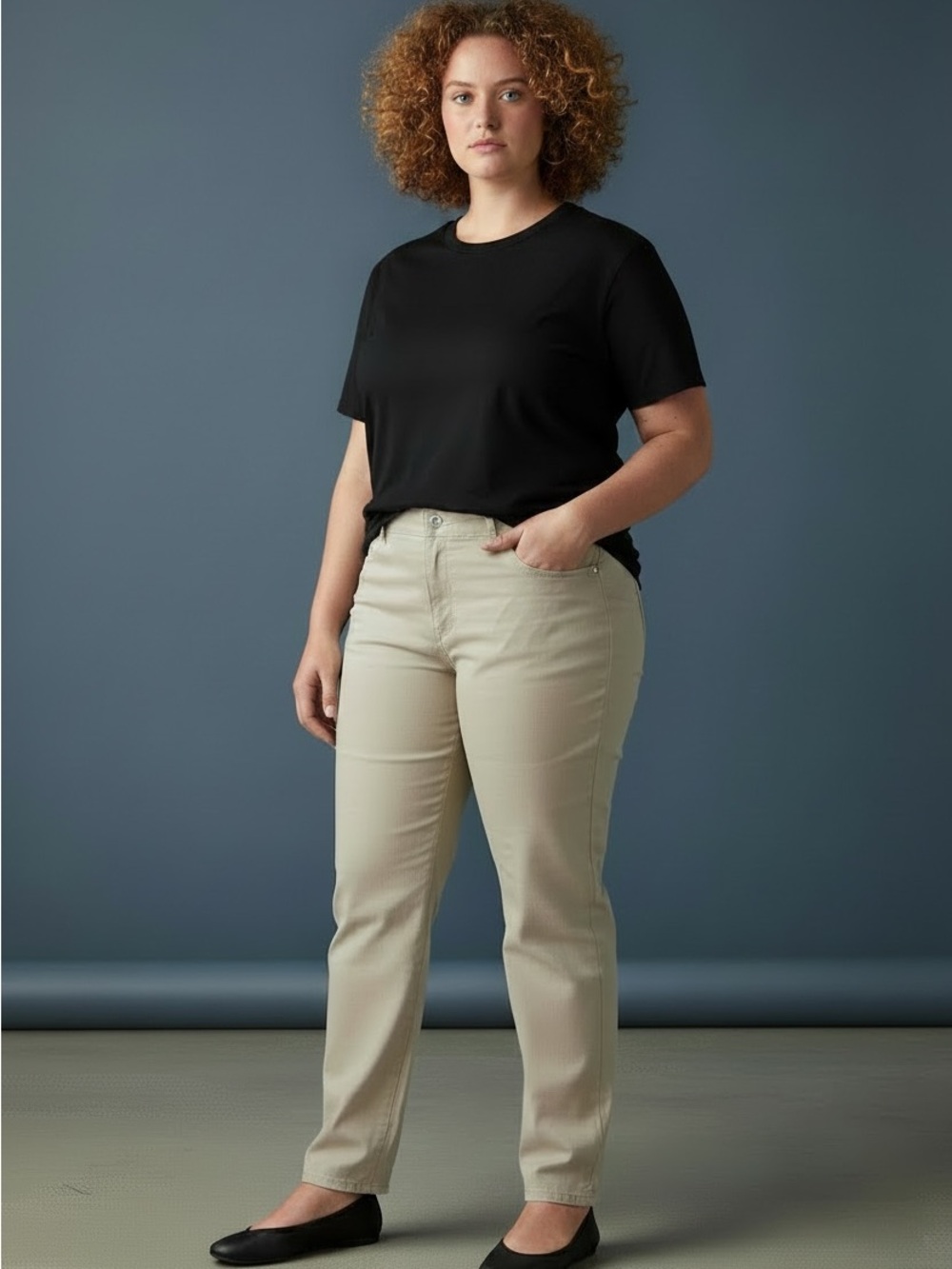Straight-Leg Khaki Jeans -Khaki Beige